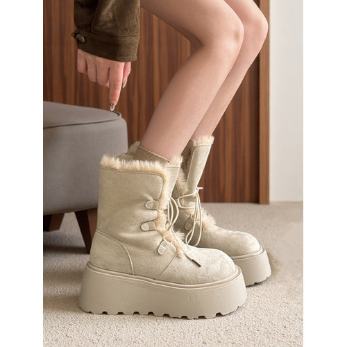 東北保暖厚底雪地靴防滑女冬季中高加絨加厚2026新款兩穿外穿棉鞋