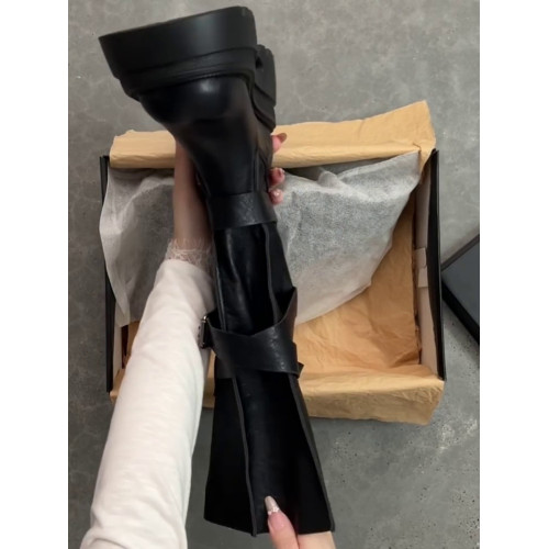 羊皮版~辣妹甜酷不過膝騎士靴女2025秋冬新款暗黑增高厚底機車靴