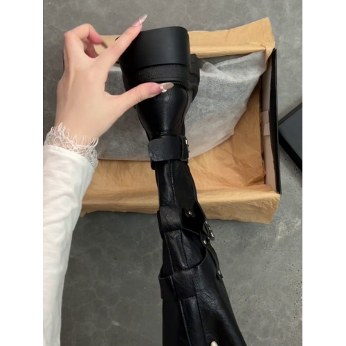 羊皮版~辣妹甜酷不過膝騎士靴女2025秋冬新款暗黑增高厚底機車靴