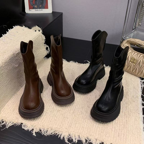 品牌特賣真皮厚底粗跟馬丁靴女2025百搭短靴復古英倫風ins潮機車 品牌特賣真皮厚底粗跟馬丁靴女2025百搭短靴復古英倫風ins潮機車