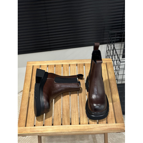 真皮菸琯靴女2025新款秋冬中筒單靴增高6cm顯腿長機車靴套筒短靴