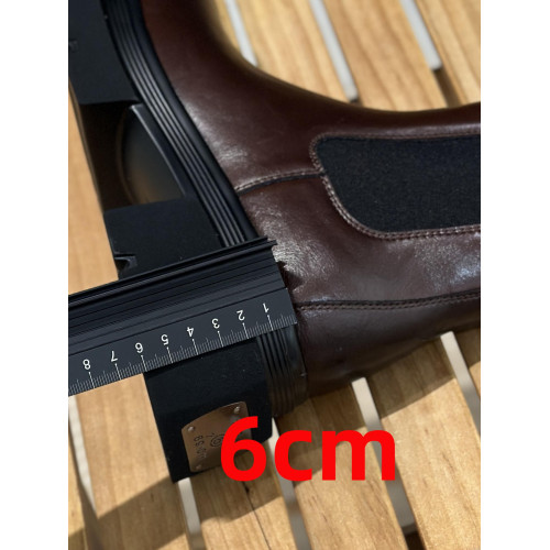 真皮菸琯靴女2025新款秋冬中筒單靴增高6cm顯腿長機車靴套筒短靴