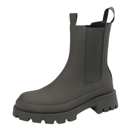 馬丁靴女後拉鍊春秋單靴英倫風真皮厚底菸筒靴顯瘦圓頭切爾西短靴 馬丁靴女後拉鍊春秋單靴英倫風真皮厚底菸筒靴顯瘦圓頭切爾西短靴