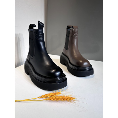 胎牛皮馬丁靴厚底菸筒靴女2026秋冬新款舒適真皮防滑增高加絨短靴