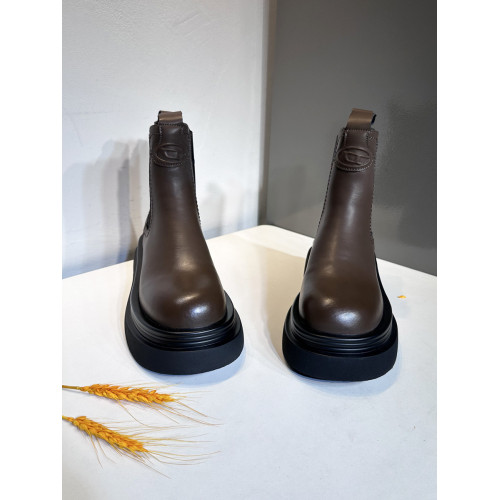 胎牛皮馬丁靴厚底菸筒靴女2026秋冬新款舒適真皮防滑增高加絨短靴