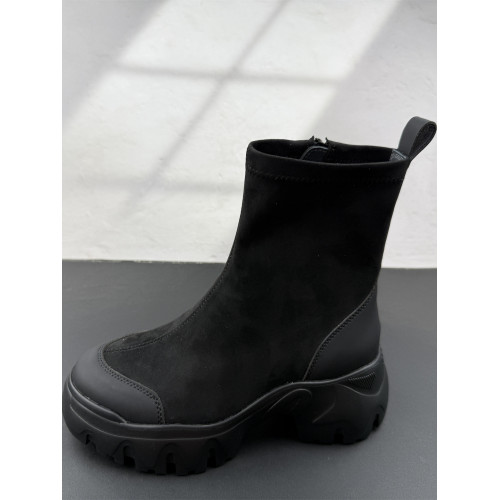 2025年秋冬款女鞋圓頭交響海豚運動靴側拉鍊厚底增高瘦瘦靴女短靴