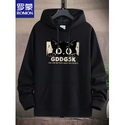 羅矇棉衛衣男加絨厚款寬鬆休閒情侶連帽衫學生字母印花青年薄外套