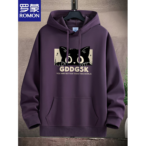 羅矇棉衛衣男加絨厚款寬鬆休閒情侶連帽衫學生字母印花青年薄外套