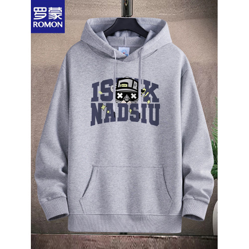 羅矇棉衛衣男加絨厚款寬鬆休閒情侶連帽衫學生字母印花青年薄外套