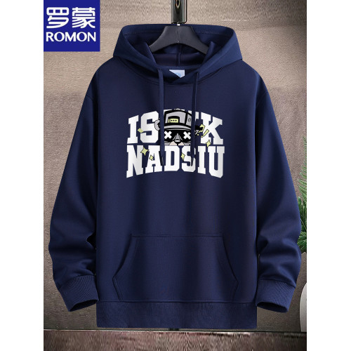 羅矇棉衛衣男加絨厚款寬鬆休閒情侶連帽衫學生字母印花青年薄外套