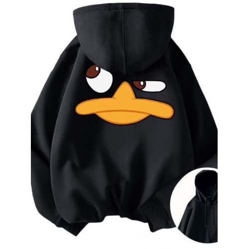 銀狐絨秋冬新款復古卡通鴨子連帽衛衣男女寬鬆韓版時尚ins外套潮 銀狐絨秋冬新款復古卡通鴨子連帽衛衣男女寬鬆韓版時尚ins外套潮