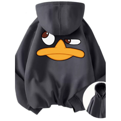 銀狐絨秋冬新款復古卡通鴨子連帽衛衣男女寬鬆韓版時尚ins外套潮 銀狐絨秋冬新款復古卡通鴨子連帽衛衣男女寬鬆韓版時尚ins外套潮