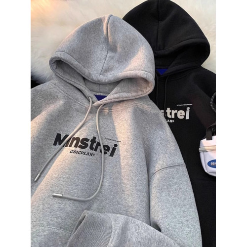 100%純棉美式重磅衛衣男秋冬加絨加厚百搭連帽衫oversize休閒外套