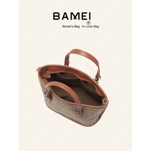 八妹25182-1簡約可攜式單肩斜背女包通勤實用的收納包輕奢好看格紋