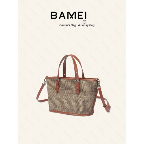 八妹25182-1簡約可攜式單肩斜背女包通勤實用的收納包輕奢好看格紋