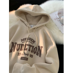 重磅純棉加絨字母美式潮牌連帽男女長袖寬鬆加厚oversize情侶衛衣