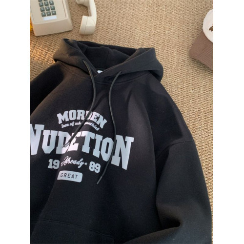 重磅純棉加絨字母美式潮牌連帽男女長袖寬鬆加厚oversize情侶衛衣