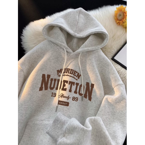 重磅純棉加絨字母美式潮牌連帽男女長袖寬鬆加厚oversize情侶衛衣