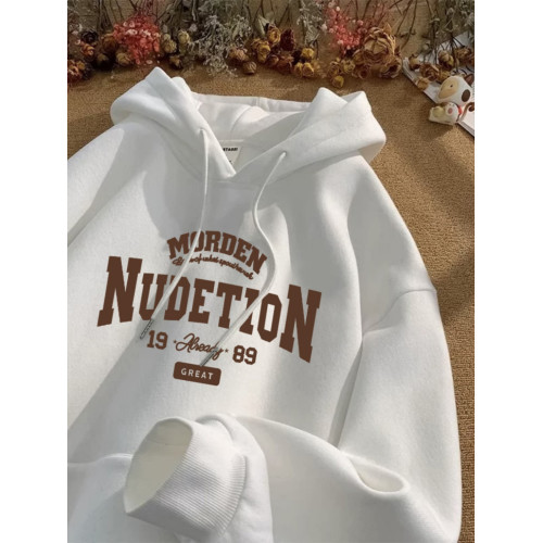 重磅純棉加絨字母美式潮牌連帽男女長袖寬鬆加厚oversize情侶衛衣