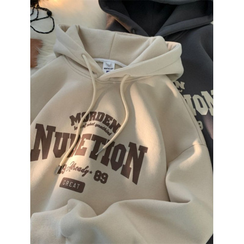 重磅純棉加絨字母美式潮牌連帽男女長袖寬鬆加厚oversize情侶衛衣