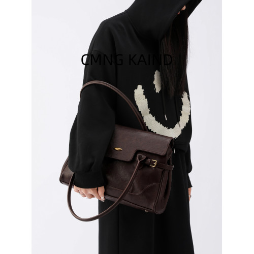 CMNG KAIND真皮小衆手提托特包女2026新款高級大容量通勤單肩大包