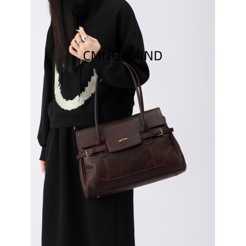 CMNG KAIND真皮小衆手提托特包女2026新款高級大容量通勤單肩大包