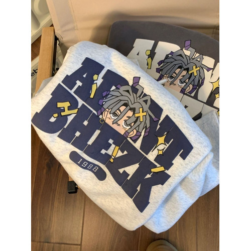 100%純棉連帽加絨衛衣男秋冬新款美式復古潮牌青少年加厚寬鬆外套