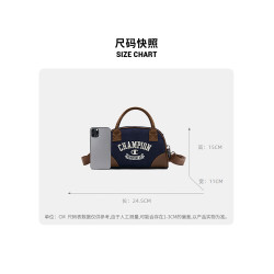 Champion冠軍官方單肩包保齡球包女刺綉手提包枕頭包帆布牛仔包