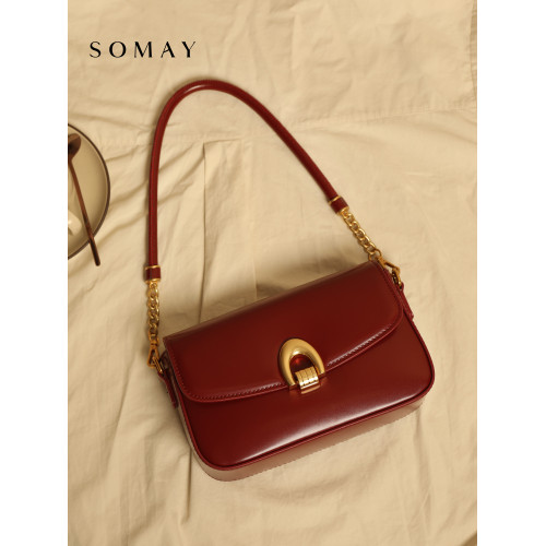 腋下包包女式2026新款秋冬百搭單肩斜後後背包女款小衆設計紅色女包小