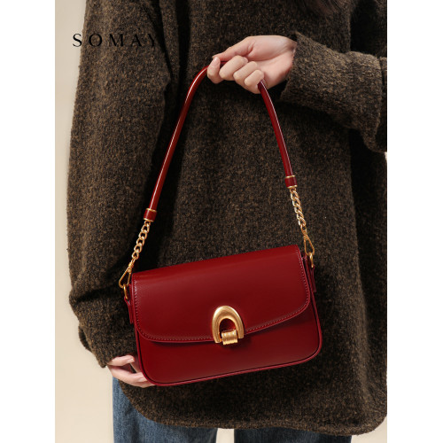 腋下包包女式2026新款秋冬百搭單肩斜後後背包女款小衆設計紅色女包小