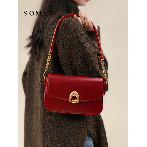 腋下包包女式2026新款秋冬百搭單肩斜後後背包女款小衆設計紅色女包小