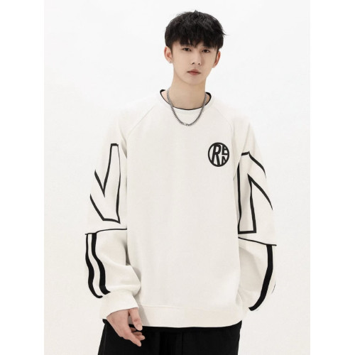 大碼300斤潮牌衛衣男士秋季圓領重磅寬鬆長袖t恤幾何印花休閒上衣 大碼300斤潮牌衛衣男士秋季圓領重磅寬鬆長袖t恤幾何印花休閒上衣