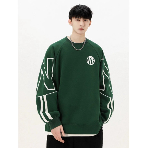 大碼300斤潮牌衛衣男士秋季圓領重磅寬鬆長袖t恤幾何印花休閒上衣 大碼300斤潮牌衛衣男士秋季圓領重磅寬鬆長袖t恤幾何印花休閒上衣