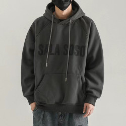 重磅純棉秋冬加厚加絨潮牌連帽衛衣男字母印花休閒外套寬鬆上衣