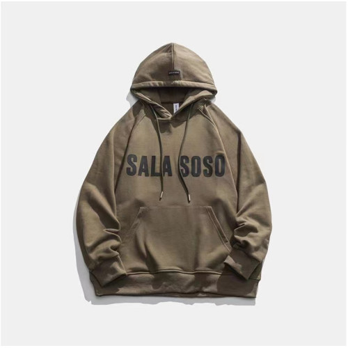 重磅純棉秋冬加厚加絨潮牌連帽衛衣男字母印花休閒外套寬鬆上衣