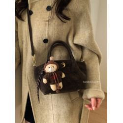 復古磨砂包包女2025新款時尚百搭斜後後背包精緻超火手提水桶包小拎包