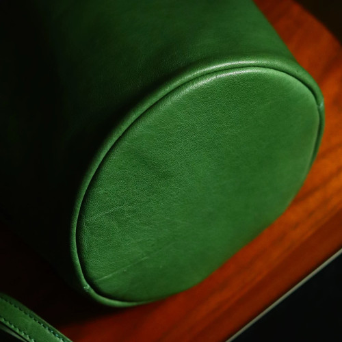 pehyewar | 日系小衆綠色水桶包女士質感真皮手提包夏天牛皮女包