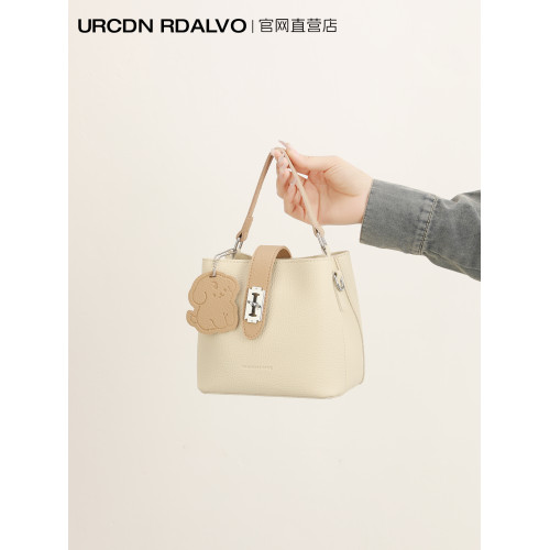 U&R簡約高級感水桶包女式2025新款百搭手提包時尚通勤單肩斜後後背包