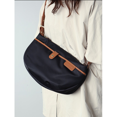 布穀森林女士新款休閒牛津布包潮流質感尼龍配牛皮單肩斜後後背包B498