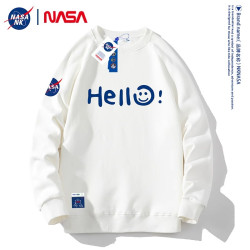 nasa官方旗艦圓領衛衣男女款秋冬季美式潮牌重磅大碼寬鬆白色上衣