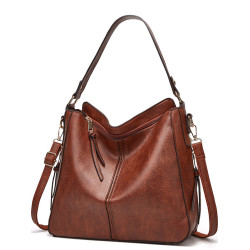 復古時尚大容量簡約油蠟皮腋下托特包慵懶休閒通勤百搭單肩斜後後背包