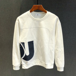 秋冬新款加絨純棉衛衣男士修身圓領長袖高級字母上衣套頭百搭印花