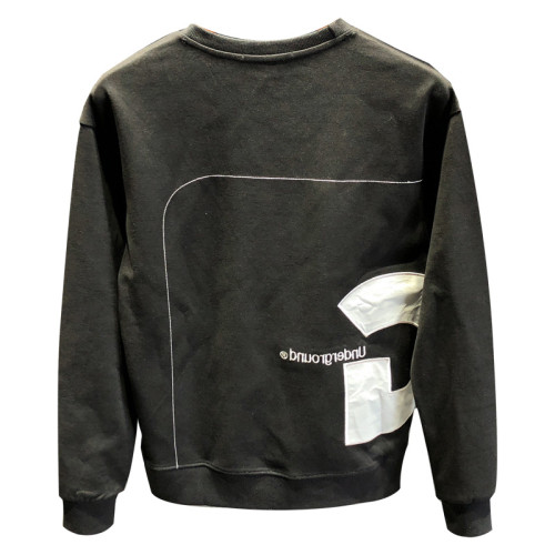 秋冬新款加絨純棉衛衣男士修身圓領長袖高級字母上衣套頭百搭印花