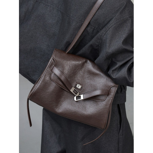 頭層植鞣牛皮凱莉包2026新款小方包復古通勤包大容量斜背單肩包女