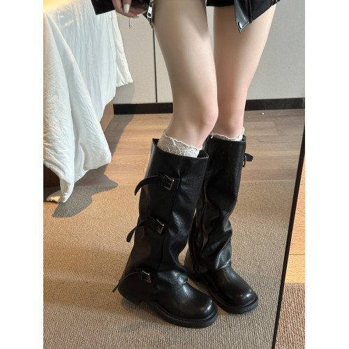 英倫風長筒靴女2026秋冬新款顯瘦厚底高筒美拉德堆堆靴褲琯騎士靴 英倫風長筒靴女2026秋冬新款顯瘦厚底高筒美拉德堆堆靴褲琯騎士靴