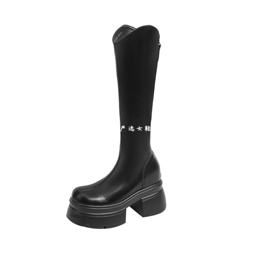 白色小個子長筒靴女2026新款秋冬內增高12cm高筒長靴顯瘦騎士靴女