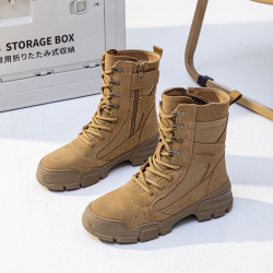 帆布馬丁靴女2026新款夏季薄款復古戶外登山鞋沙漠靴真皮厚底短靴