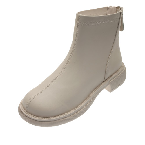 短靴女2025新款法式英倫風馬丁靴春秋單靴米白色切爾西瘦瘦靴裸靴