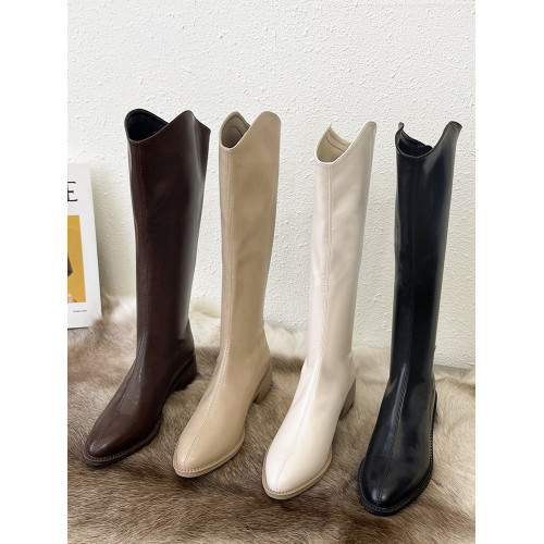 長筒靴女騎士靴2025春秋靴子新款白色長靴高筒西部牛仔靴切爾西靴