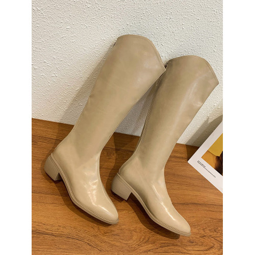 長筒靴女騎士靴2025春秋靴子新款白色長靴高筒西部牛仔靴切爾西靴